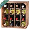 LAUBLUST Grande portabottiglie vintage - ca. 40x40x29cm, legno fiammato - Portabottiglie 16 scomparti | Conservazione e decorazione del vino