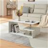 [en.casa] Tavolino Centrale da Salotto con 3 Piani di Appoggio Tavolo Basso da Caffè Divano Design Moderno per Soggiorno 90 x 50 x 41 cm - Effetto Marmo Bianco