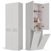 CDF Mobile Bagno Alto con Portabiancheria 2 Cesti 174x60x30 cm Bianco | Armadio Lavanderia, Colonna Alta, Ante e Vani Chiusi, per Biancheria Sporca, Organizzazione Casa, Uso Quotidiano