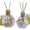 DLM Bomboniere DLM-32602 (Kit 6 Pezzi) Profumatore in Vetro e Legno con Fiore in Cristallo per Battesimo Matrimonio cresima Comunione Diffusore Profumo bomboniera con scatole