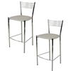 t m c s Tommychairs - Set 2 sgabelli alti modello Elegance per cucina e bar, struttura in acciaio cromato e seduta imbottita e rivestita in pelle artificiale colore grigio chiaro
