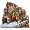MFANBLAS Presepe Completo illuminato natalizio con capanna e grotta per statuine artigianali, 38x38x38 cm