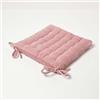 HOMESCAPES Cuscino per sedia da pranzo in velluto rosa cipria, 40 x 40 cm, super morbido, 100% cotone, trapuntato, con cinghie, per interni ed esterni, uso in giardino per un comfort e un sostegno