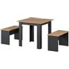Vicco Set di tavoli da pranzo Sentio, Antracite/Rovere dorato, 80 x 80 cm con 2 panche, salvaspazio per zona pranzo e angolo colazione