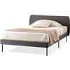 EVERGREENWEB MATERASSI & BEDS EVERGREENWEB - Letto Piazza e Mezza con Materasso 120x200 alto 20 cm in Waterfoam Flex, Base Letto 12 Doghe in Legno + Cuscino in Fiocco Memory, Testata Quadrata Stondata, Rivestimento Tessuto Tortora
