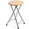 The Secret Home - Sgabello pieghevole in legno, 30 x 45 cm, struttura metallica, ideale per cucina, terrazza o giardino, colore naturale