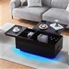 CLIPOP Tavolini bassi per soggiorno - Tavolino regolabile in altezza con illuminazione a LED, presa di corrente e porta USB, Tavolini da caffè per soggiorno (Nero)