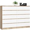 AKORD Cassettiera K 160 cm | 10 (2 x 5) Cassetti | Moderna Mobiletto per il soggiorno Camera da letto Armadio Soggiorno Bagno | Salvaspazio | 160 x 121 x 40 cm | Peso 80 kgRovere di Sonoma/Bianco