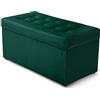MG Design Pouf contenitore imbottito 45 × 90 cm Verde scuro - capacità ca. 100 L, fino a 300 kg, seduta morbida, struttura solida, già montato e facile da pulire