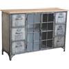 milani home MilaniHome.it - Credenza in Metallo Ferro Industrial Mobile Madia per Arredamento Soggiorno, Sala da Pranzo, Salotto Industriale, Cm 124,5x40,5x83 HDI coloreGrigio