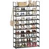 Orgahome Scarpiera 10 Ripiani, Scarpiera Salvaspazio in Metallo, per 40-50 Paia di Scarpe, Scaffale Salvaspazio Impilabile, Scarpiera Ingresso o da Esterno, Nera