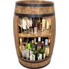 WEECO Armadio mobile bar a LED, portabottiglie per vino, design a forma di barile vintage, decorazione soggiorno, minibar per gin, whisky e birra, tavolo a botte di vino in legno da bar 80x50cm wengé