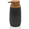 Inbagno Dispenser per Sapone Liquido, in plastica Nero, Dettagli Effetto Legno, Serie Blob