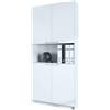Vladon Logan V2, mobile per ufficio, schedario con 5 scomparti e 4 ante, bianco opaco/bianco opaco (82 x 184 x 37 cm)