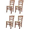 t m c s Tommychairs - Set 4 sedie modello Cuore per cucina bar e sala da pranzo, robusta struttura in Legno di faggio color ciliegio e seduta rivestita in pelle artificiale colore avorio