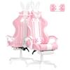 Ferghana Sedia Gaming Ergonomica,Sedia da Gaming Massaggiante con Regolabile Poggiapiedi & Poggiatesta & Cuscino Lombare,PU Racing Poltrona da Gaming,Sedia Girevole Kawaii Sedia Gaming，Rosa