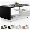 Casaria® Tavolino Orlando 95x55x50cm 3 Ripiani Legno Regolabile in Altezza Tavolo Basso da Caffé Salotto da Divano Design Moderno