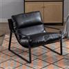 chairus Poltrona da Salotto in Ecopelle Sedia Imbottita con Braccioli Poltrona Moderna Design con Gambe in Metallo Poltroncina per Camera da Letto/Soggiorno/Studio, Nero