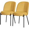 ML DESIGN modern living ML-Design Set 2 Sedie da Sala Pranzo Giallo Senape in Poliestere Gambe in Metallo, Struttura in Acciaio, con Schienale Semi-Rotondo, Poltrone Ergonomiche, Poltroncine Imbottite per Soggiorno e Cucina