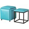Generic Cubo in pelle 5 in 1 con ruote girevoli impilabili per divano, sedia, sgabello, poggiapiedi, per dormitorio e camera da letto (blu)