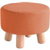 ping bu Poggiapiedi rotondo ottomano in legno massiccio a 4 gambe sgabello per sedia piccola, poggiapiedi poggiapiedi sgabello imbottito in spugna (28 x 25 cm, arancione)