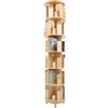 Candygou Libreria girevole a 360°, a 6 ripiani, cilindrica, in legno naturale, ad angolo, libreria a terra, scaffalatura multifunzionale, max. 300 kg
