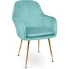 SAMIRA Sedia da pranzo in velluto poltroncina vintage (1, Verde tiffany)