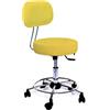 GALIZIA prjme Sgabello con Ruote e Schienale Girevole, Sgabello Lavoro con Schienale ed Altezza Regolabili, per Centri Estetici, Tatuatori, Imbottitura Alta 7cm, Prodotto Italiano (GIALLO)