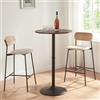 [en.casa] Tavolo Alto da Bar Tavolo Bistrot con Piano Rotondo Ø60 cm Alto 100 cm Tavolo da Pub con Gamba Centrale - Nero/Effetto Noce