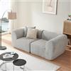 [en.casa] Divano Componibile a 2 Posti Divano Modulare Composto di Mobili Angolari Serie Hurvas 76 x 216 x 108 cm Rivestimento in Tessuto Bouclé - Grigio