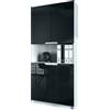 Vladon Logan V2, mobile per ufficio, schedario con 5 scomparti e 4 ante, bianco opaco/nero lucido (82 x 184 x 37 cm)