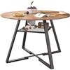 TIMORWTF Tavolo da pranzo rotondo da 120 cm, tavolo da cucina per 4 a 6 persone, superficie in legno e base in metallo, per cucina e soggiorno, marrone e nero
