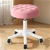 XUEGW Sgabello rotondo con ruote, altezza regolabile, rivestimento in pelle PU Sgabello girevole da disegno SPA Sgabelli da salone Sedia da ufficio piccola (Rosa,Confezione da 1)