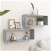 ZQQLVOO Mensola da bagno Libreria Scaffali per vetrine Mensole Parete a Cubo 2pz Grigio Cemento 60x15x23 cm Truciolato Libreria Porta TV Divisorio Camera da letto soggiorno ufficio Design semplice