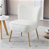 chairus Poltrona da Salotto in Velluto Sedia Imbottita Senza Braccioli Poltroncina Lounge con Gambe in Metallo Poltrone Moderne Design per Camera da Letto/Soggiorno, Beige