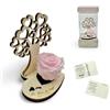 La Rosa dei Sogni Rosa Stabilizzata con Albero della Vita in Legno Intaglio Laser - Fiore Naturale a Lunga Durata, Scatola Elegante - Made in Italy (Rosa)