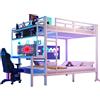 Azkoeesy Letto a Castello Gaming 140x200 cm in Metallo con Scrivania e Mensole, Luce LED, Prese USB ed Elettriche, Matrimoniale per Adolescenti e Adulti, Struttura Resistente e Durevole, Bianco