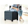 IlGruppone Pouf Poggiapiedi Cubico XXL Con Contenitore Integrato Cubo Imbottito Lino 45Cm Piedini legno Panca Moderna Cassapanca Soggiorno Panchina Ingresso Scarpiera Sgabello Grande- Blu4