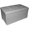 Russo Tessuti Panca Cassapanca Contenitore Baule Ecopelle Seduta Puff Arredo Salotto Divano-Grigio