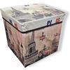 GX GARGIX GARGIX PUFF POUF CONTENITORE QUADRATO ECOPELLE PANCA BAULE STAMPA LONDRA PARIS (DIV-3, 30cm X 30cm)