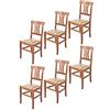 t m c s Tommychairs - Set 6 Sedie Artemisia per cucina bar e sala da pranzo struttura in legno di faggio verniciato color noce chiaro e seduta in tessuto lisere rosso