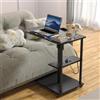 Rcynview Tavolino da Letto Tavolino da Divano con Presa e Ruote, Comodini Camera da Letto Nero, Regolabile in Altezza, lato Antiscivolo, il Desktop può Essere Capovolto, 70x40cm Tavolino da Caffè per Soggiorno