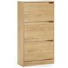 HOMN LIVING Scarpiera Ángel con 3 porte, colore rovere chiaro, Mobili Ausiliari, 63 cm (larghezza) 24 cm (profondità) 115 cm (altezza)