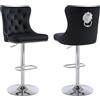 Relbiety Set di 2 Sgabelli da bar Velluto Altezza Regolabile,Nero | Sgabelli Cucina Moderni con schienale testa di leone, Girevole 360°, Base Metallo cromato