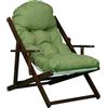 Liberoshopping Poltrona sdraio pieghevole in legno con cuscino imbottito, reclinabile in 3 posizioni, richiudibile e pronta all'uso - ideale per giardino, terrazzo o veranda - made in italy (Pea Noce)