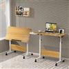 Rcynview Scrivania Pieghevole per Computer Regolabile in Altezza 65-88 cm,Tavolo Pieghevole Salvaspazio Tavolino con Ruote 80x40cm Scrivanie per Ufficio Camera da Letto Divano Soggiorno,Beige