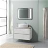 Kiamami Valentina Mobile Bagno Sospeso 80 Cm Rovere Bianco Specchio Led | 2 cassetti, top effetto cemento, lavabo ovale ceramica, specchio 80x60 led, 80x46x54 cm, mobili bagno sospesi
