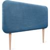 DHOME Testiera Imbottita Liscia Arrotondata in Lino Naturale con Gambe per Parete Acustica Testate Letto Fonoassorbenti Camera da Letto (Blu Marino, 80cm)