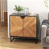 RELAX4LIFE Credenza Buffet Cabinet, Mobile Credenza a 2 Ante, Credenza da Cucina con Gambe in Metallo, Tavolo Consolle Buffet Autoportante per Sala da Pranzo, Soggiorno, Ingresso (NERO)