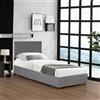 Corium Letto Contenitore con Apertura a Ribalta Letto Singolo 90x200 cm Struttura a 1 Piazza con Spazio di Stoccaggio e Testiera Rivestimento in Velluto a Coste - Grigio